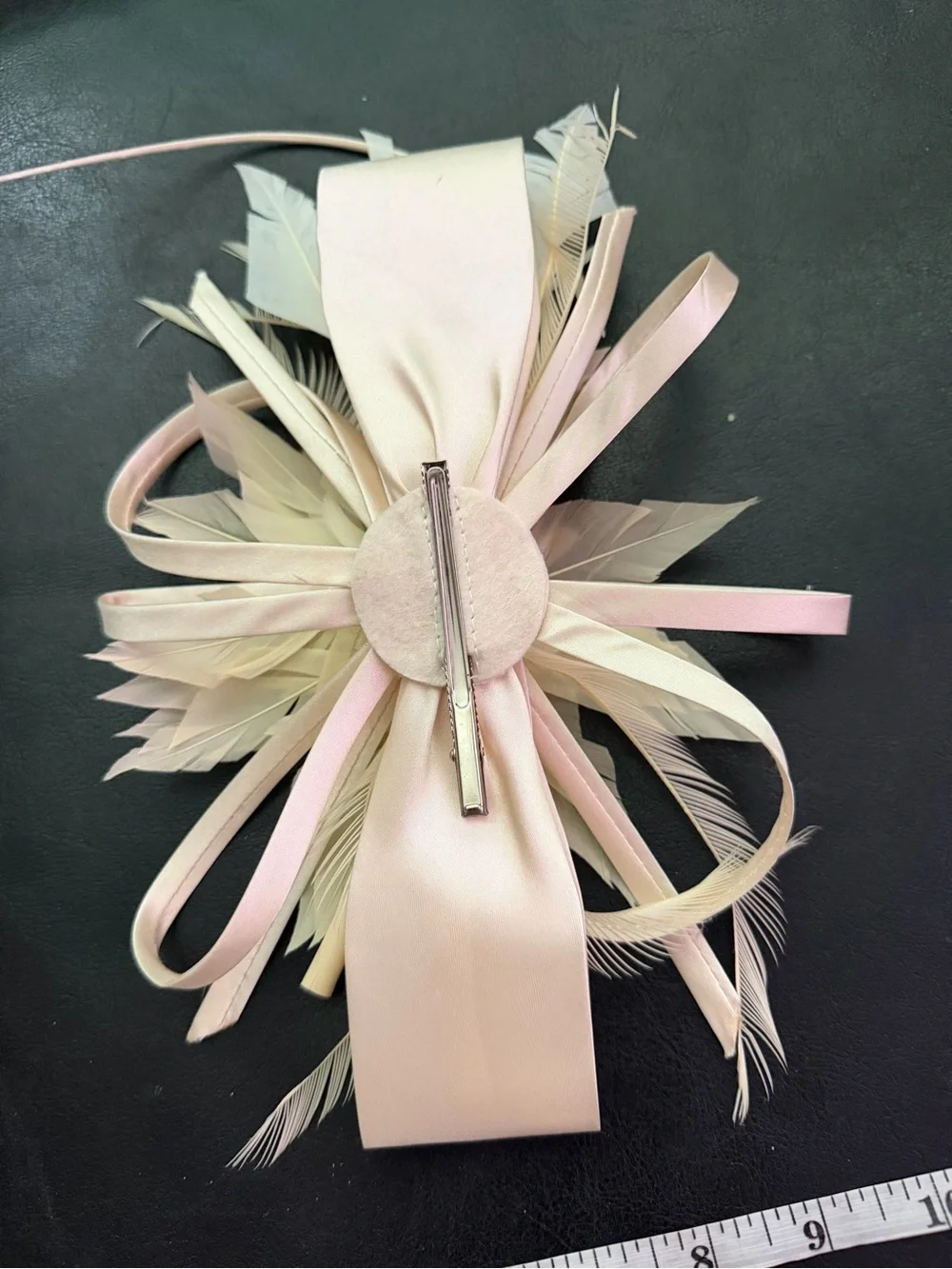 Fascinator Hair Cream Feather Flower feather Pearl accessory formal fancy church